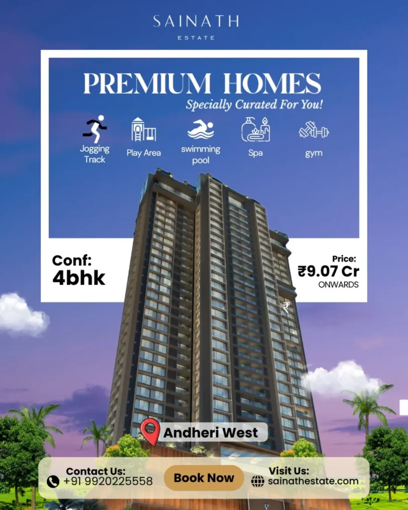 Live the high-life in the heart of Andheri West ✨.Spacious 4BHK premium Homes with Best Ameniti